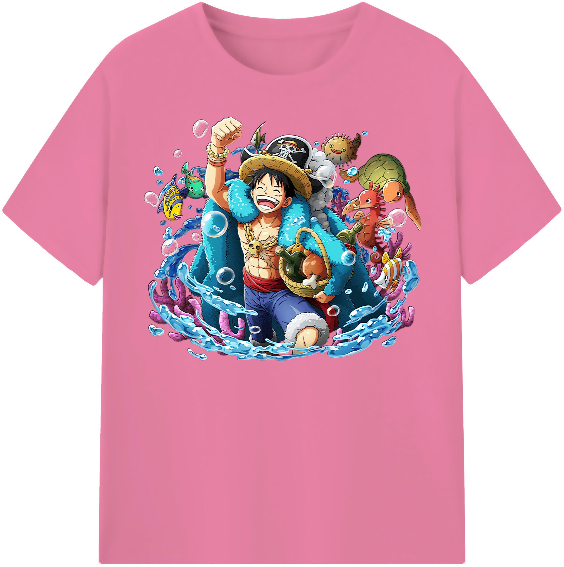 ワンピース モンキー・D・ルフィ ONE PIECE Monkey D. Luffy 綿100％半袖Tシャツ（フロントプリント）